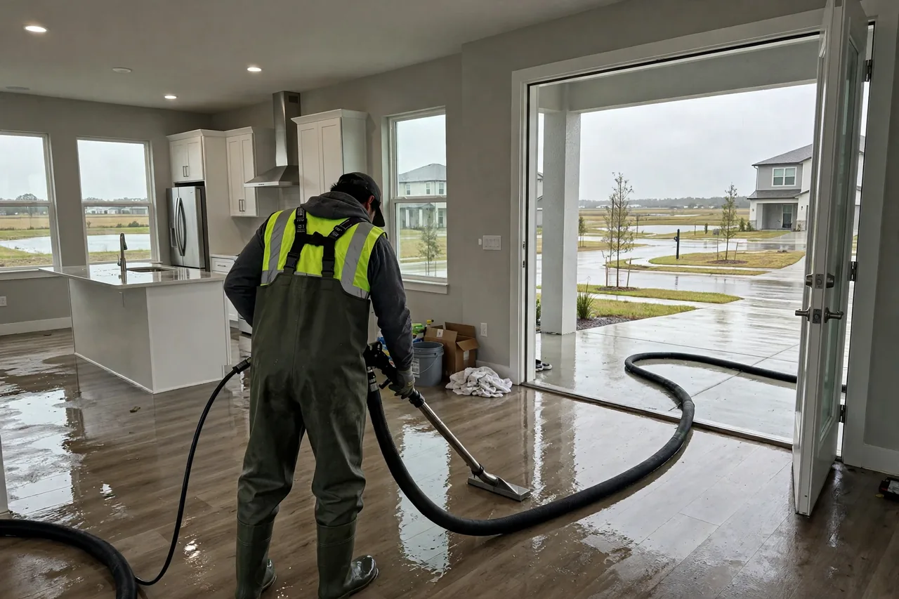 Flood Water Cleanup Balm, FL — technician extracting flood water from a Hillsborough County home