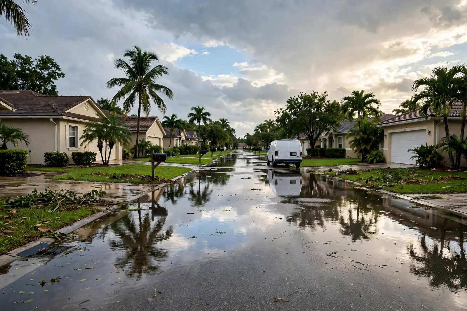 Flood Water Cleanup Florida — technician extracting storm flood water from a Florida home